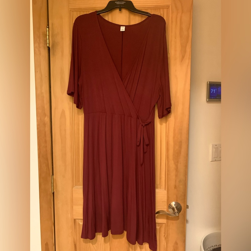 Maroon color dress v neck